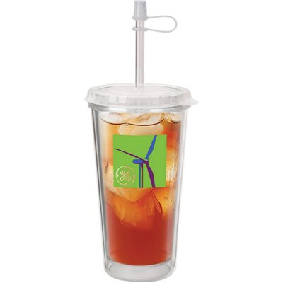 16 Oz. Double-Wall Insulated Take-Out Tumbler with Straw