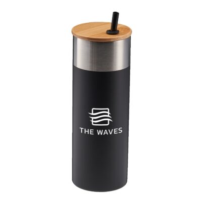 20 Oz. Stainless Steel Tumbler w/Bamboo Lid & Straw-1