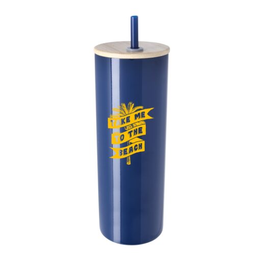 20 oz. Double Wall Stainless Steel Tumbler with Bamboo Lid and Straw
