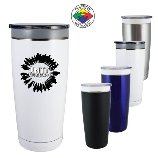22 Oz Stainless Vacuum Double Wall CeramiSteel Tumbler w/Drink Through Lid (Screen Printed)-3