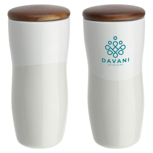 Adriano 12 Oz. Double-wall Ceramic Tumbler with Wood Lid-5