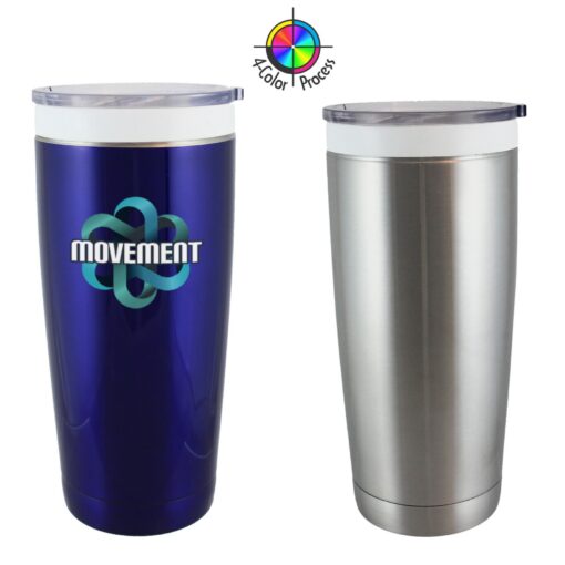 22oz Stainless Vacuum Double Wall CeramiSteel Tumbler w/Drink Through Lid (Screen Printed)-4