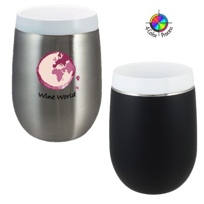 9oz Stainless Vacuum Double Wall CeramiSteel Wine Tumbler (4 Color Process)-1