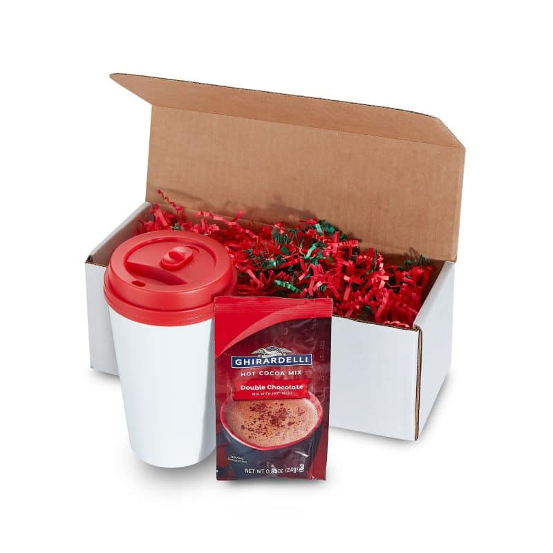 Custom 16 Oz. Biodegradable Tumbler- Gift Boxed w/8 Oz. Hot Chocolate Mix - 8