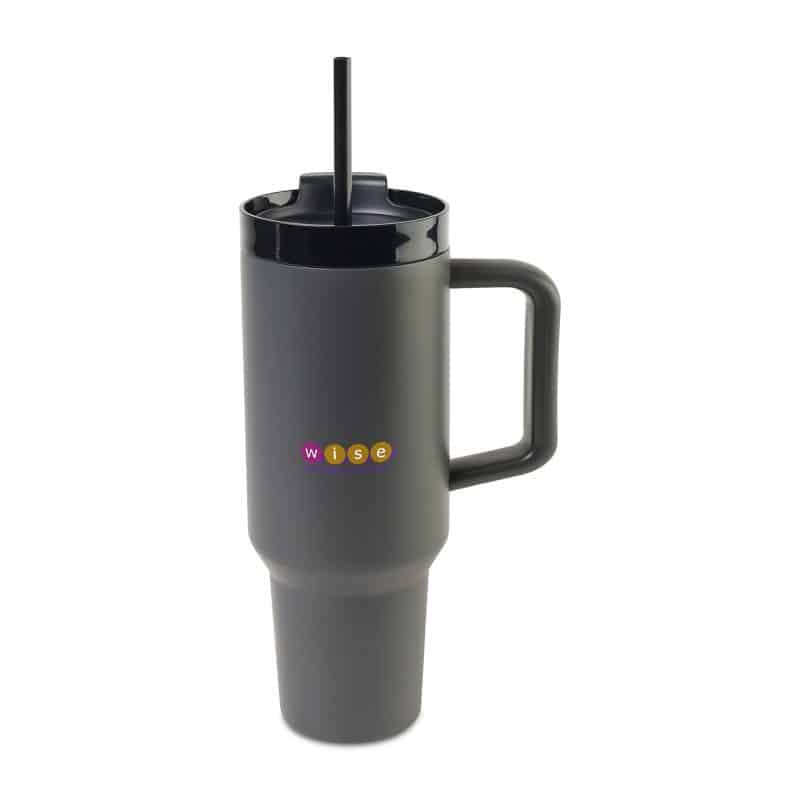 Custom Adrian Travel Tumbler with Straw - 40 Oz. - Dark Grey