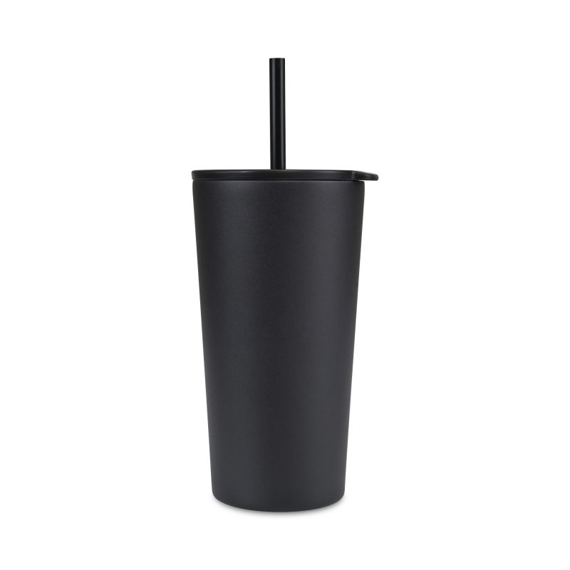Custom Aviana™ Rowan Recycled Straw Tumbler - 17 Oz. - Black - 1
