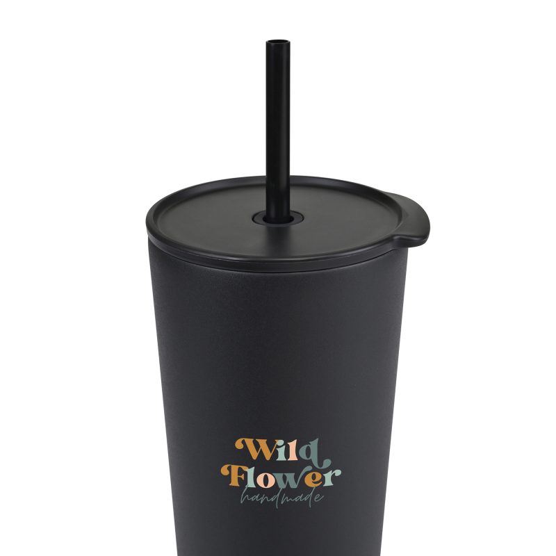 Custom Aviana™ Rowan Recycled Straw Tumbler - 17 Oz. - Black - 2