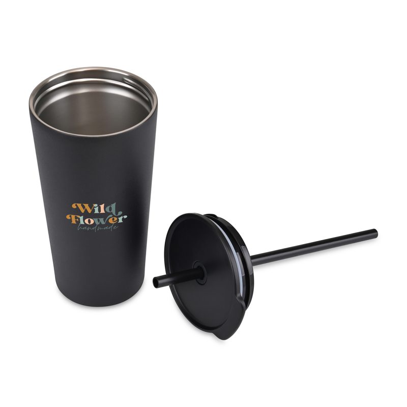 Custom Aviana™ Rowan Recycled Straw Tumbler - 17 Oz. - Black - 3