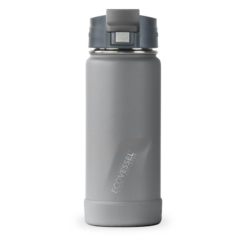 Custom EcoVessel Perk 16 Oz. Insulated Coffee Travel Mug Tumbler W/Tea Strainer - Slate Gray