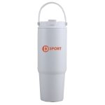 Custom 27 Oz. Siam Powder Coated Recycled Stainless Steel Tumbler w/Carrying Handle - 2