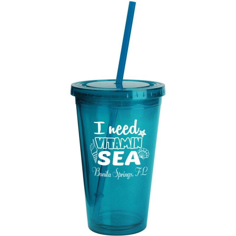 Custom Sunsplash Tumbler W/Straw 16 Oz. - 1