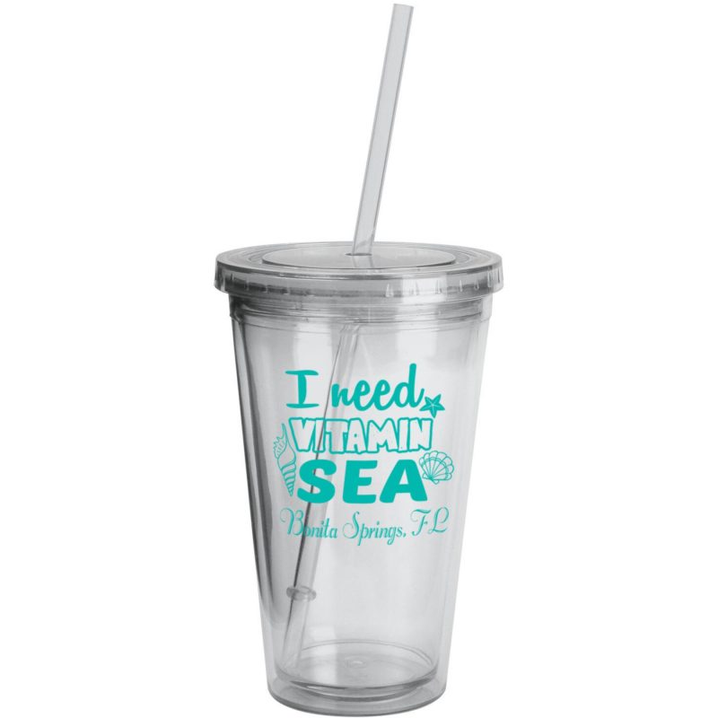 Custom Sunsplash Tumbler W/Straw 16 Oz. - 2