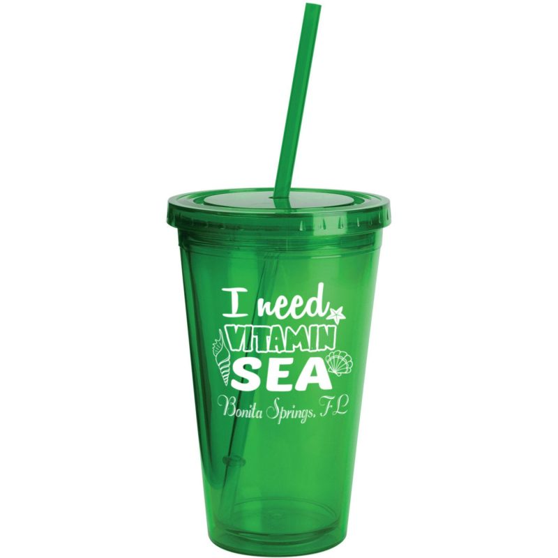 Custom Sunsplash Tumbler W/Straw 16 Oz. - 3