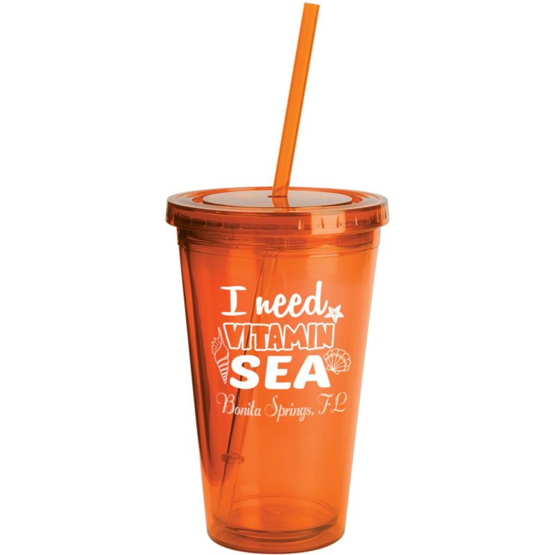 Custom Sunsplash Tumbler W/Straw 16 Oz. - 7