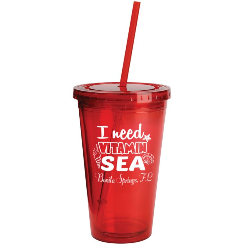 Custom Sunsplash Tumbler W/Straw 16 Oz. - 8
