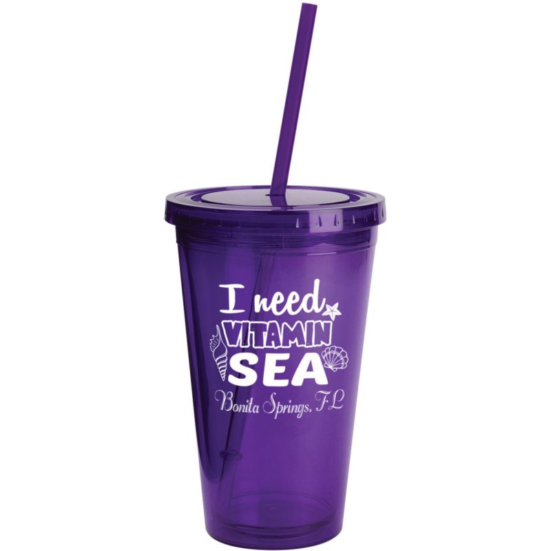 Custom Sunsplash Tumbler W/Straw 16 Oz. - 9