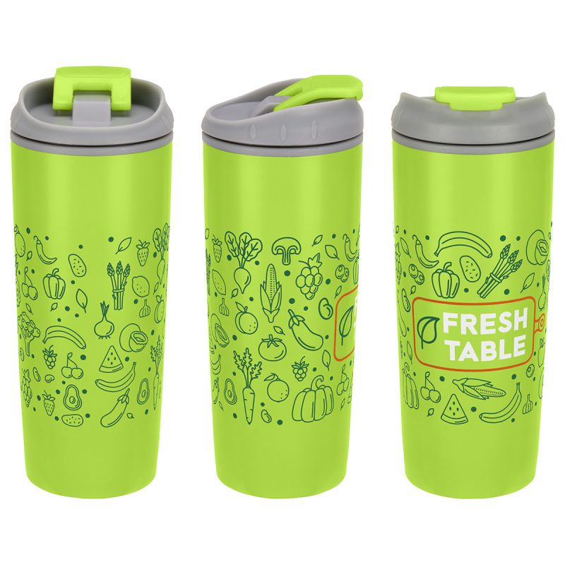Custom Olympia 17 oz Stainless Steel/Polypropylene Tumbler with Flip Top Lid - 6
