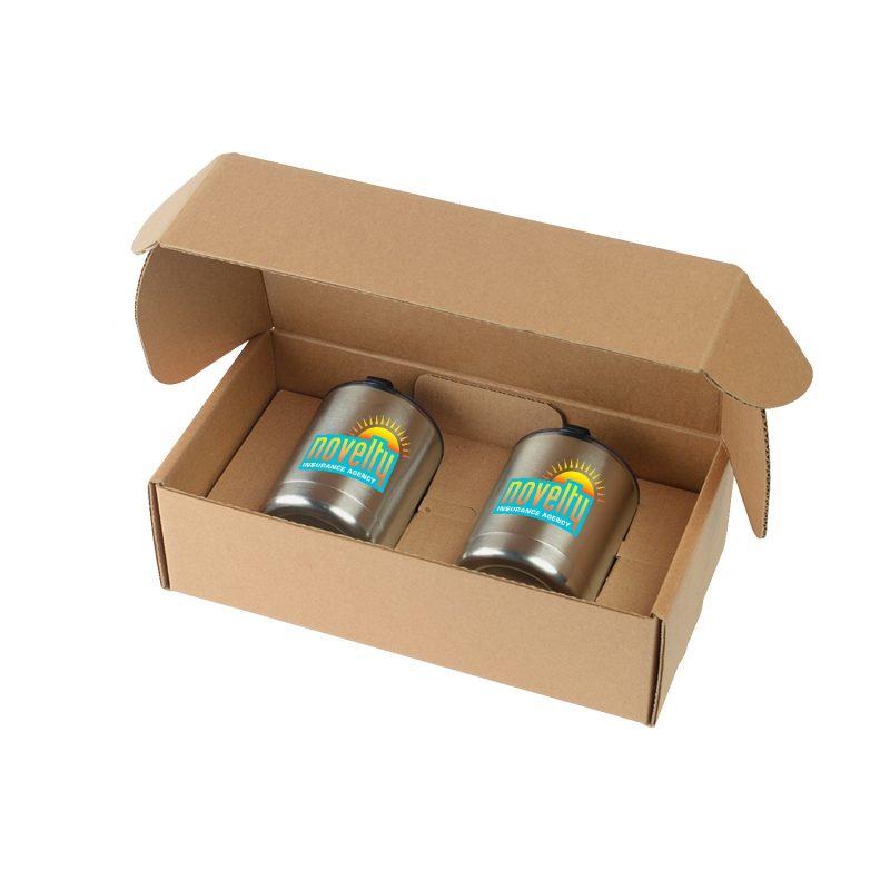 Custom 10 Oz. Stainless Steel Low Ball Glasses Gift Box Set - 5