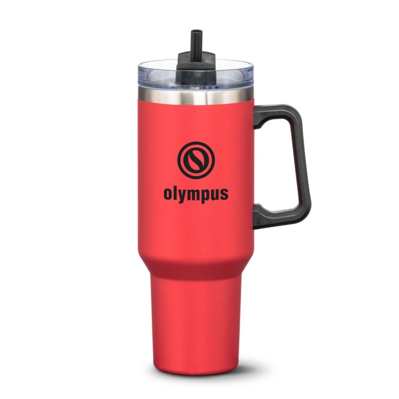 Custom Compeer Handle Travel Mug w/Straw - 40oz - 4