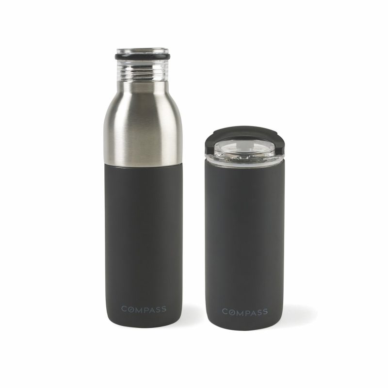 Custom Emery 2-in-1 Double Wall Stainless Bottle - 20 Oz. - Matte Black