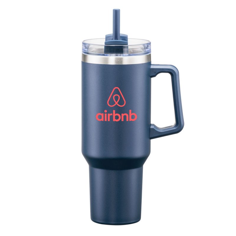 Custom Makena Handle Travel Mug w/Straw - 40oz - 4