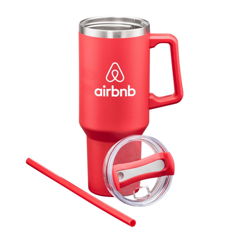 Custom Makena Handle Travel Mug w/Straw - 40oz - 7