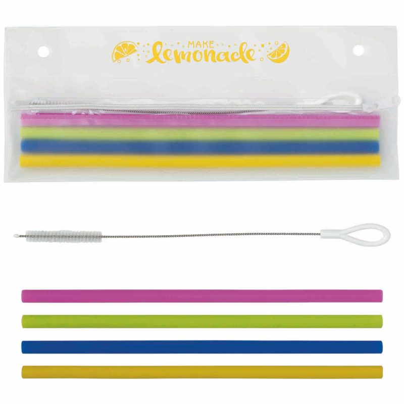 Custom Reusable Silicone Straw Set