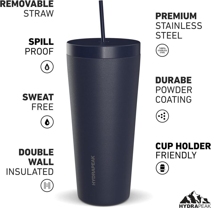 Custom HYDRAPEAK 25oz Traveler Tumbler with Handle and Straw Lid - 2
