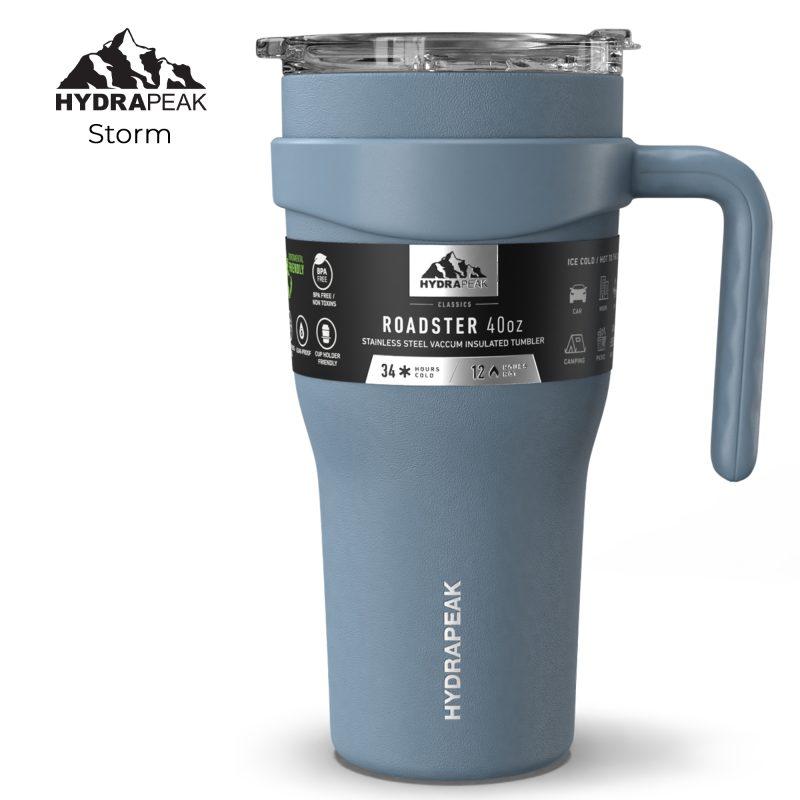 Custom HYDRAPEAK 40oz Roadster Tumbler with Handle and Straw Lid - 4
