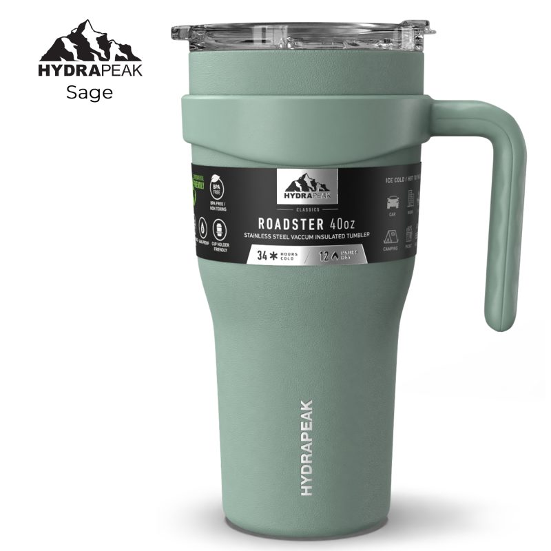 Custom HYDRAPEAK 40oz Roadster Tumbler with Handle and Straw Lid - 6