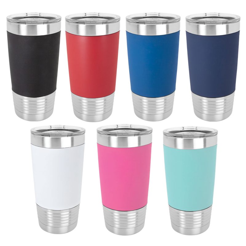 Custom 20 oz Silicone Grip Polar Camel Metal Tumbler - 1