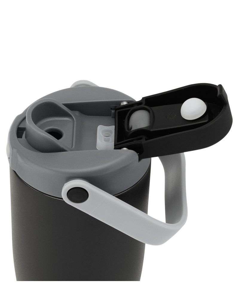 Custom 30 oz Lily Recycled Stainless Steel Vacuum Tumbler with Flip Straw and Top Handle - 1