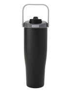 Custom 30 oz Lily Recycled Stainless Steel Vacuum Tumbler with Flip Straw and Top Handle - 2