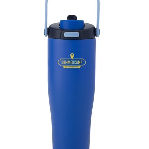 Custom 30 oz Lily Recycled Stainless Steel Vacuum Tumbler with Flip Straw and Top Handle