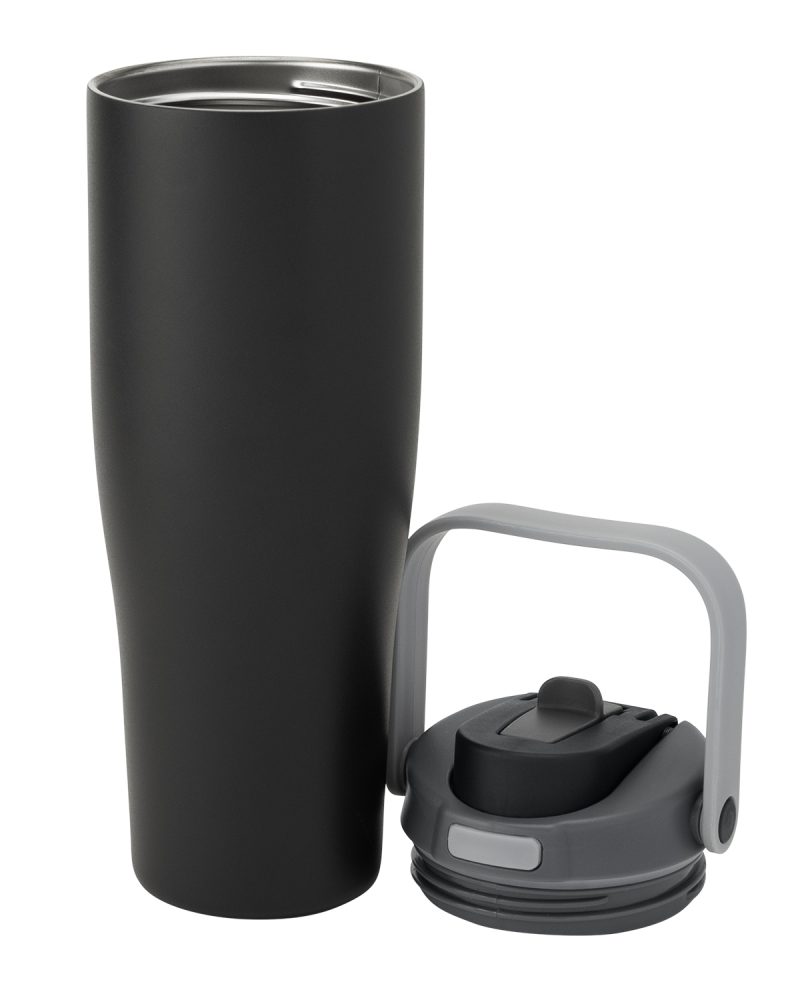 Custom 30 oz Lily Recycled Stainless Steel Vacuum Tumbler with Flip Straw and Top Handle - 4