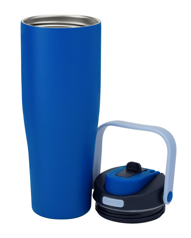 Custom 30 oz Lily Recycled Stainless Steel Vacuum Tumbler with Flip Straw and Top Handle - 7