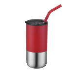 Custom 16 Oz. Double Wall Tumbler w/Silicone Sip Steel Straw - 3