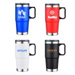 Custom 24 Oz. Double Wall Mug w/Clear Closure Lid and Handle