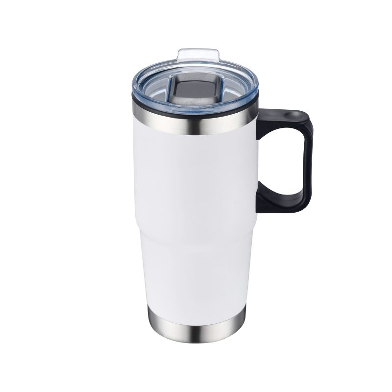 Custom 24 Oz. Double Wall Mug w/Clear Closure Lid and Handle - 2