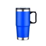 Custom 24 Oz. Double Wall Mug w/Clear Closure Lid and Handle - 4