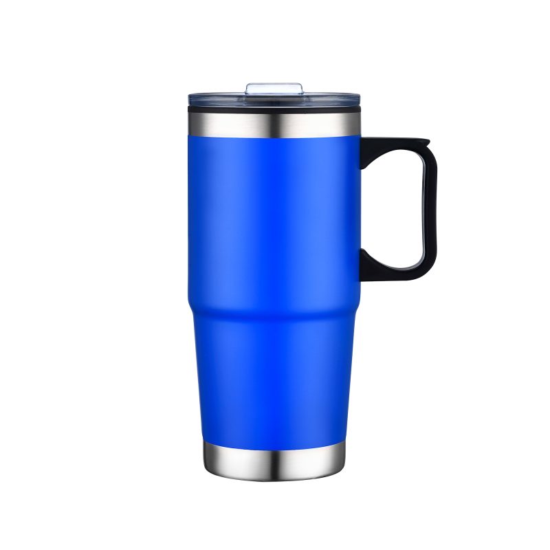 Custom 24 Oz. Double Wall Mug w/Clear Closure Lid and Handle - 4
