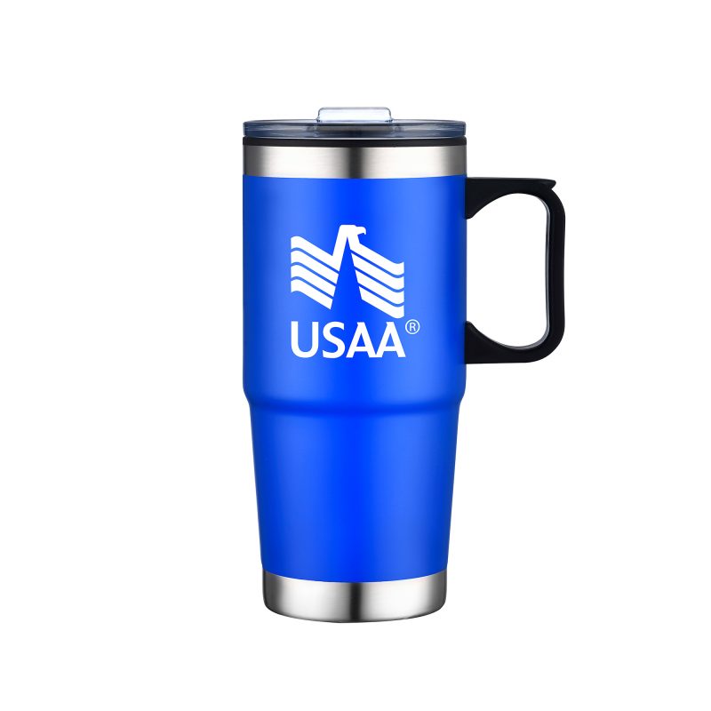 Custom 24 Oz. Double Wall Mug w/Clear Closure Lid and Handle - 6