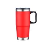 Custom 24 Oz. Double Wall Mug w/Clear Closure Lid and Handle - 7