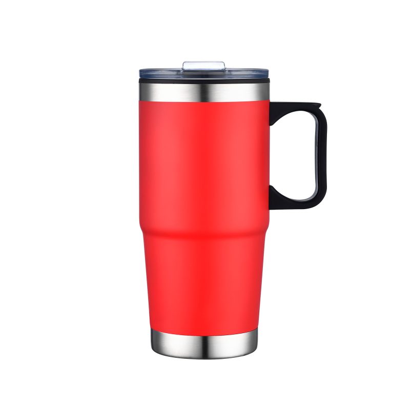 Custom 24 Oz. Double Wall Mug w/Clear Closure Lid and Handle - 7