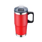 Custom 24 Oz. Double Wall Mug w/Clear Closure Lid and Handle - 8