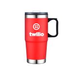 Custom 24 Oz. Double Wall Mug w/Clear Closure Lid and Handle - 9