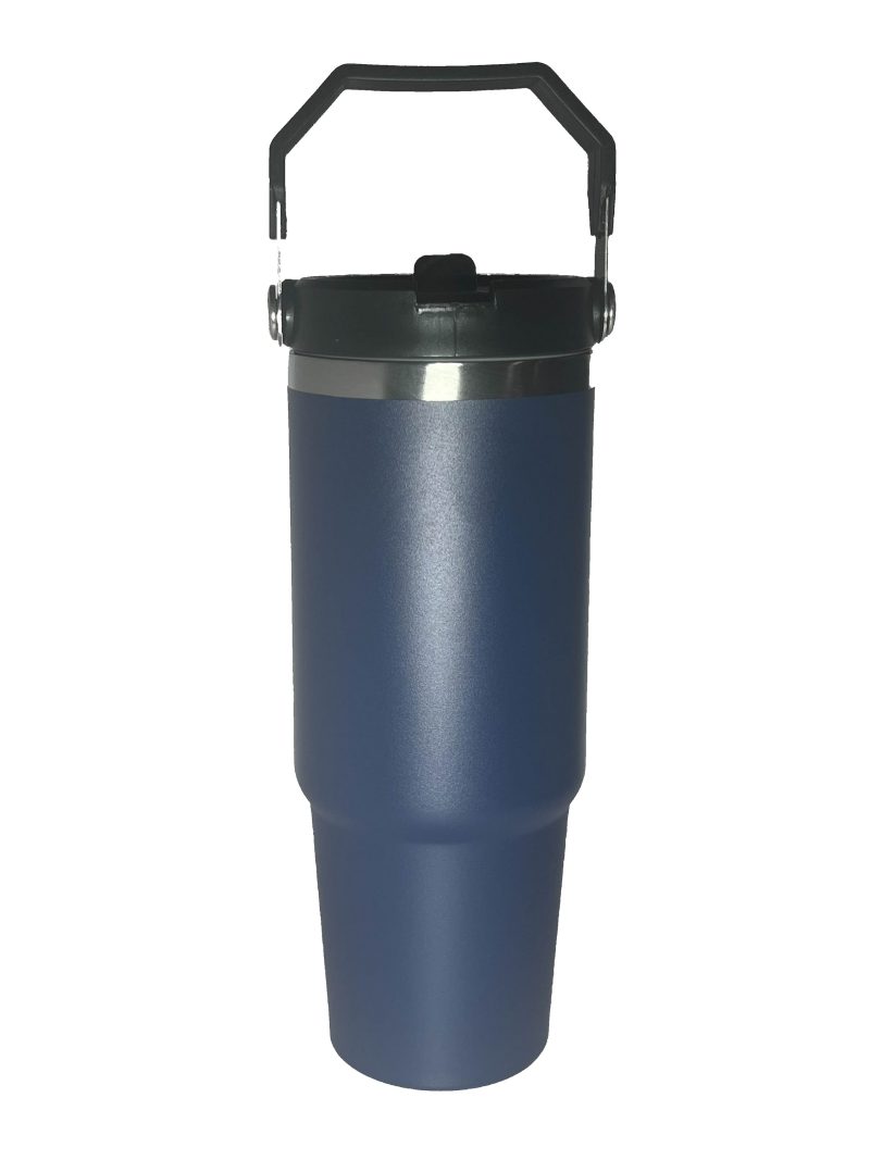 Custom 30 Oz. Vacuum Insulated Stainless Steel Tumbler w/Copper Lining & Straw Handle Lid - 3