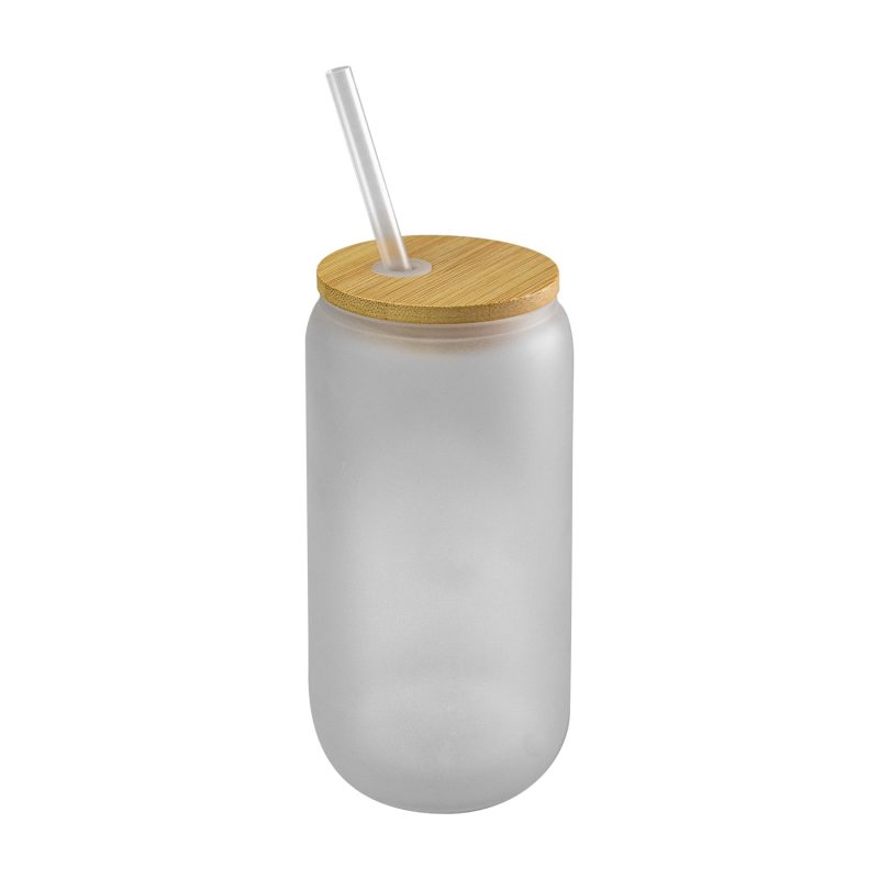 Custom Bamboo Frosted Glass Tumbler - 1
