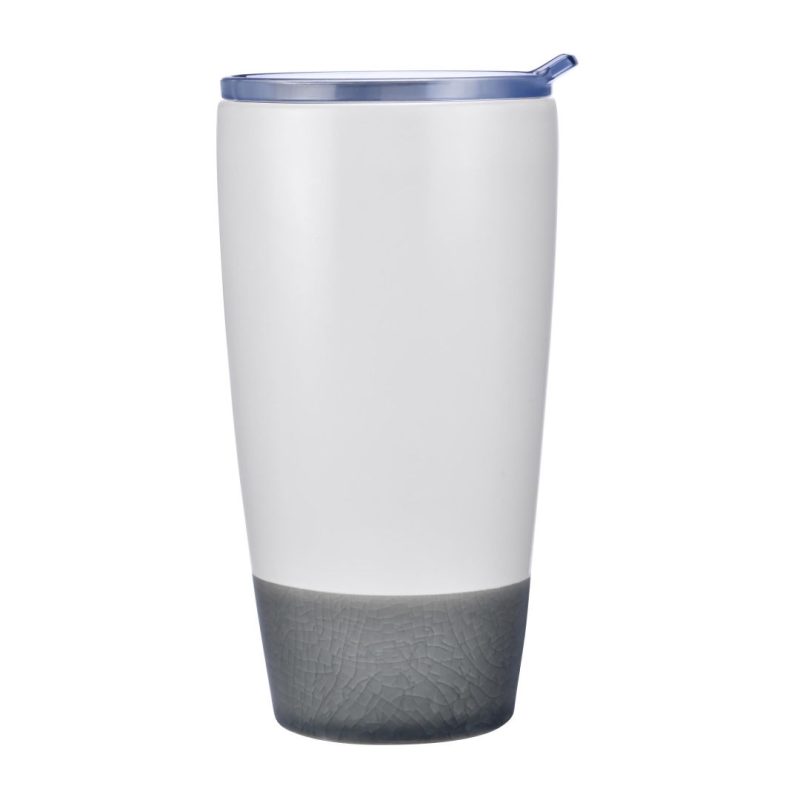 Custom Celosia Double Wall Ceramic Tumbler w/Lid - 12oz - 4