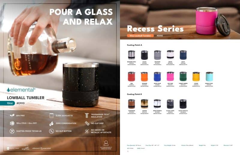 Custom Elemental® Recess Lowball 10oz Stainless Steel Tumbler with Shatter-free Lid - 1